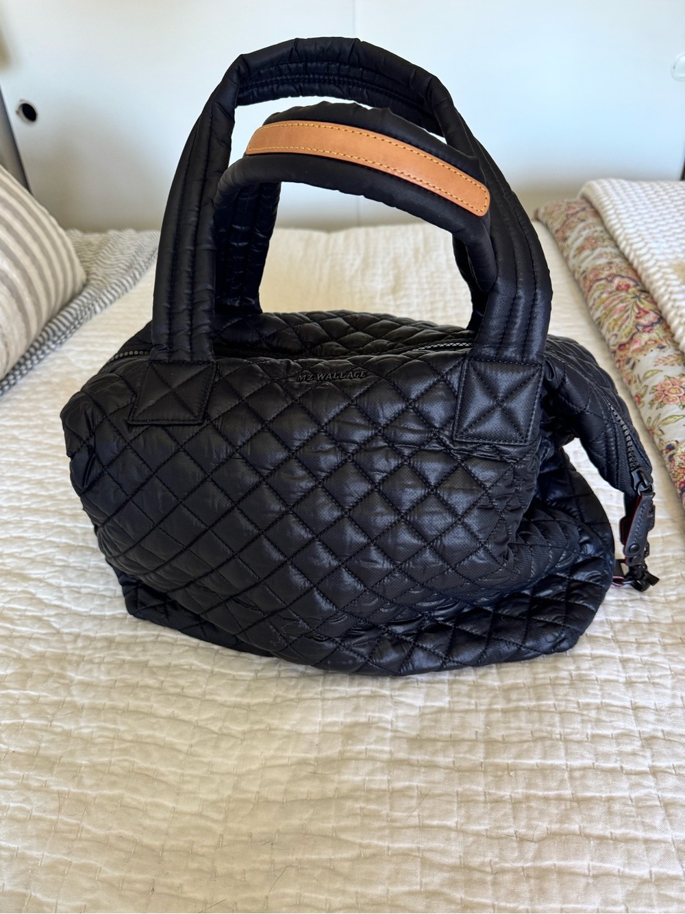 MZ Wallace large Sutton Tote with Tan Handle Detail